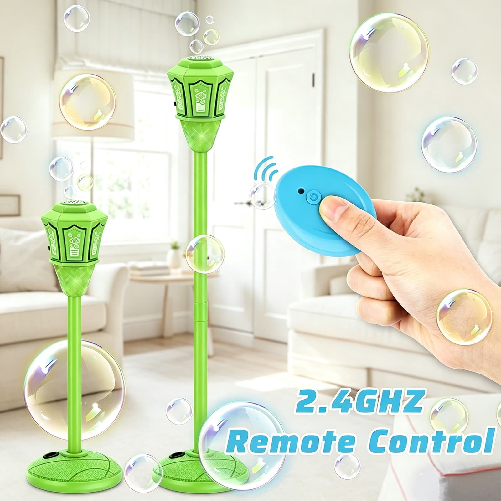 syligr Rechargeable Bubble Machine for Kids Outdoor Play, Adjustable Height, Detachable Wand, Automatic Bubble Maker for Weddings, Bubble Blower for Backyard Party,Toddler Bubble Toy for Outdoor Fun