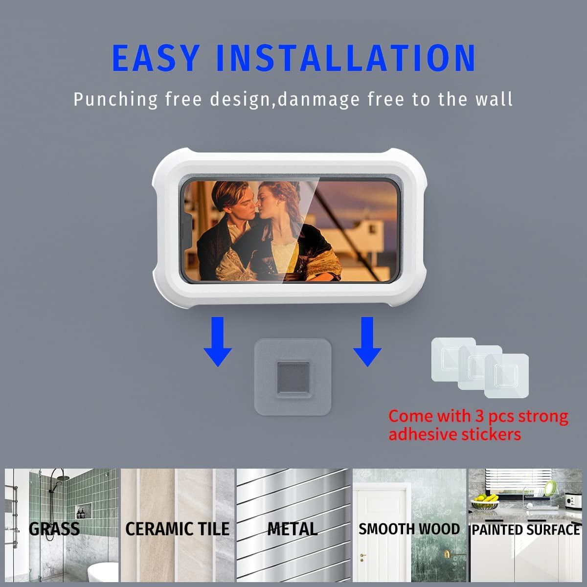 Shower Phone Holder Support Téléphone Douche - Étui étanche IPx6 Pour Salle De Bain Wall Mounted Shower Phone Holder