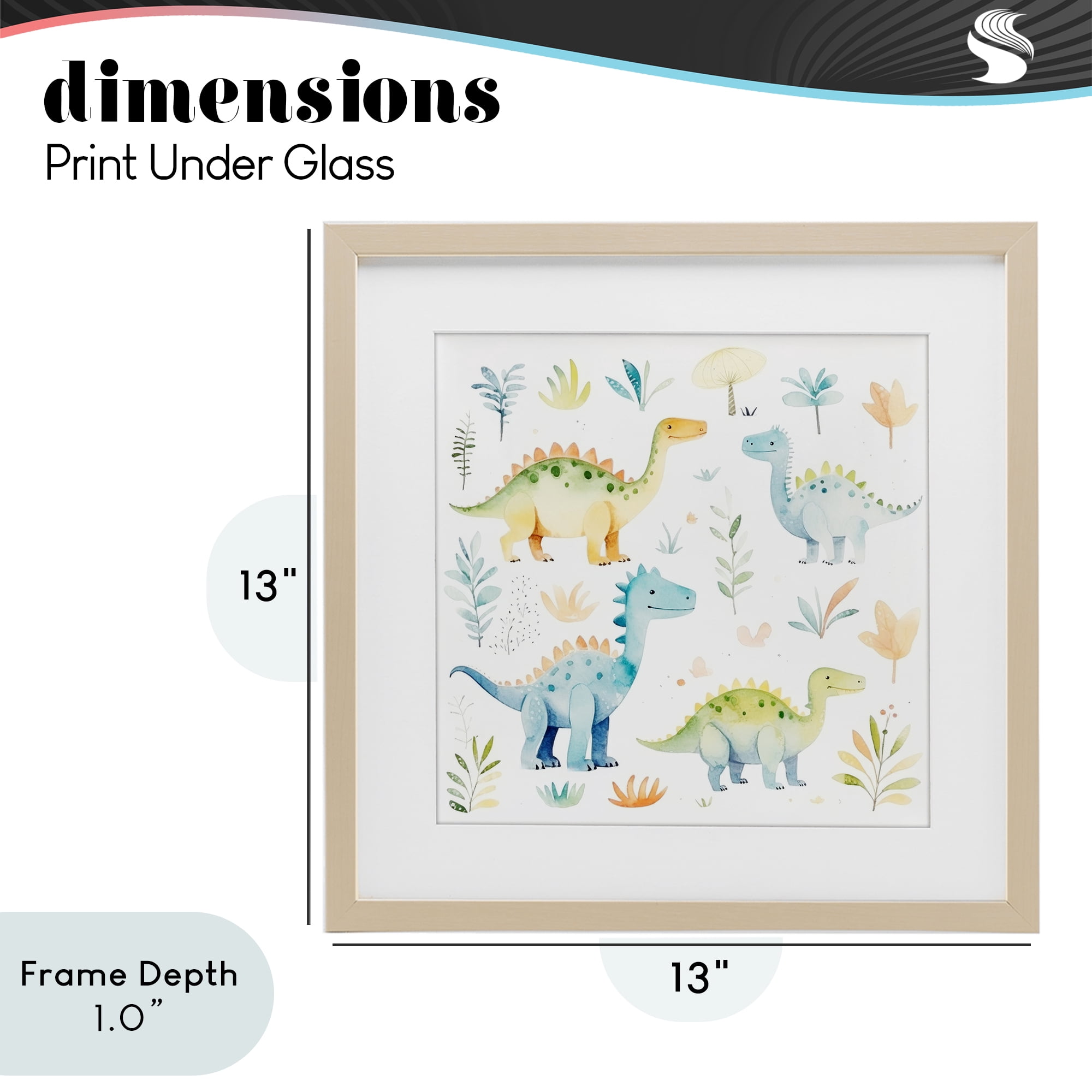 Stupell Industries Different Dinosaur Wonders Birch Framed Print Under Glass, design by Lazar Studio
