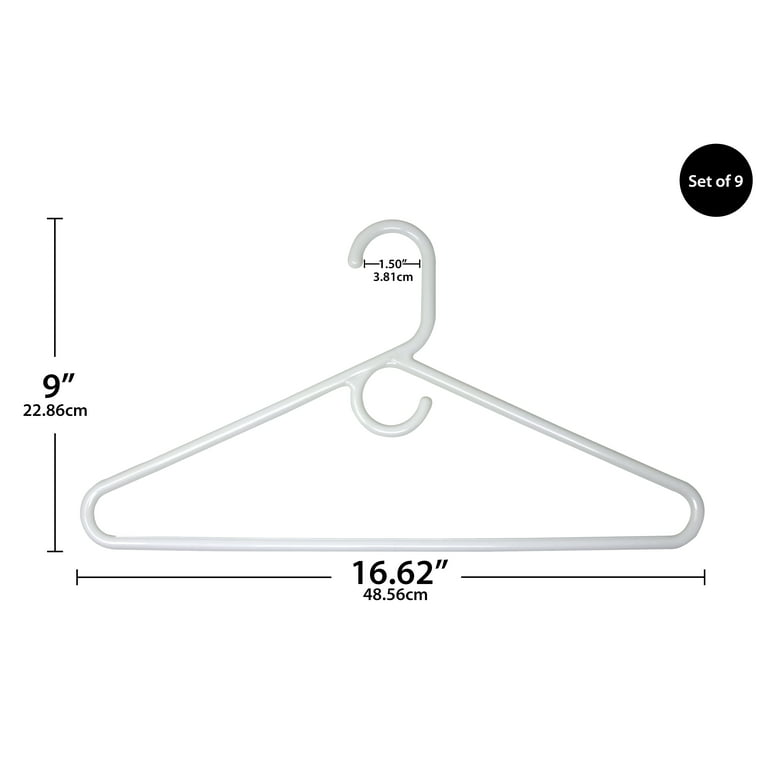 Mainstays Heavy Weight Clothing Hangers, 9 Pack, White, Heavy Duty