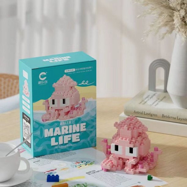 Bloques de construcción en miniatura para niños, juguete educativo de Vida Marina, tortuga marina, ballena asesina, Beluga, morsa, pingüino, regalo de Navidad