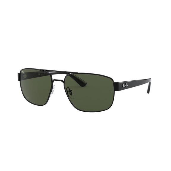 RAY-BAN RB3663 RB3663 Square-Round Shape Sunglasses Polished Black Frame | G-15 Green Lens 60mm