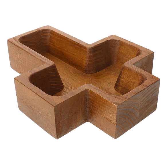 Wood Plate Desktop Storage Tray Snack Plate Dried Fruit Plate Cross Shaped Serving Tray