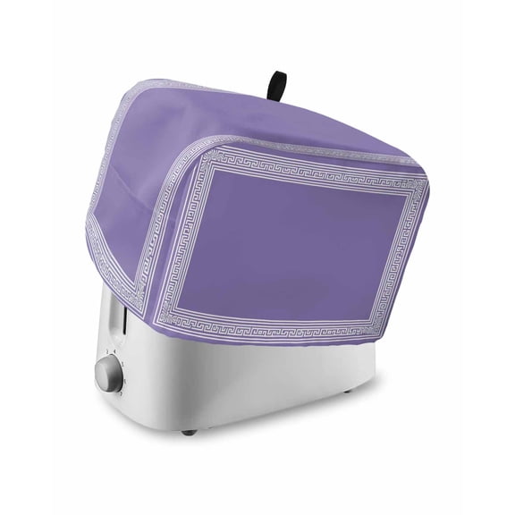 Purple Greek Key Toaster Cover 2 Slice, Small Kitchen Appliance Covers, Geometric Greece Ancient Farmhouse Geo Toaster Oven Cover with Loop, Bread Machine Cover Polyester Dust Cover Protection