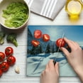 thumbnail image 3 of Winter Cutting Board, Panoramic Winter Scenery on Snow Covered Mountain with Sunny Weather and Trees Photo, Decorative Tempered Glass Cutting and Serving Board, Large Size, White Blue, by Ambesonne, 3 of 5
