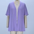 thumbnail image 4 of Mgmyaa Women's Short Sleeve Cardigan Solid Half Sleeve Casual Loose Shirt Tops Soft Outwear, 4 of 6