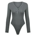 thumbnail image 5 of WMTBSRSW Women Long Sleeve Thong Bodysuit Shapewear Ribbed Knit Deep V Neck Body Suit Shirts Slim Fit Trendy Spring Shapewear Jumpesuit Tops, 5 of 5