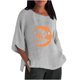 thumbnail image 1 of Nueva camisa de lino con cuello redondo informal de manga tres cuartos con estampado de Halloween Camiseta/camisa de manga corta con cuello redondo Pompotops hfajkhk141310, 1 of 5