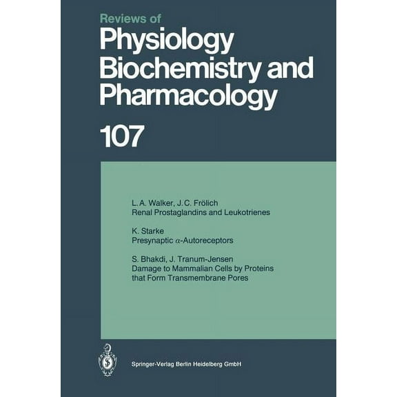 Reviews of Physiology, Biochemistry and Reviews of Physiology, Biochemistry and Pharmacology, Book 107, (Paperback)