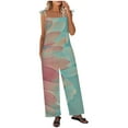 thumbnail image 2 of Leesechin Wide Leg Pants for Women Ladies Printed Summer Sleeveless Backless Streetwear Long Playsuits Rompers Jumpsuit, 2 of 6