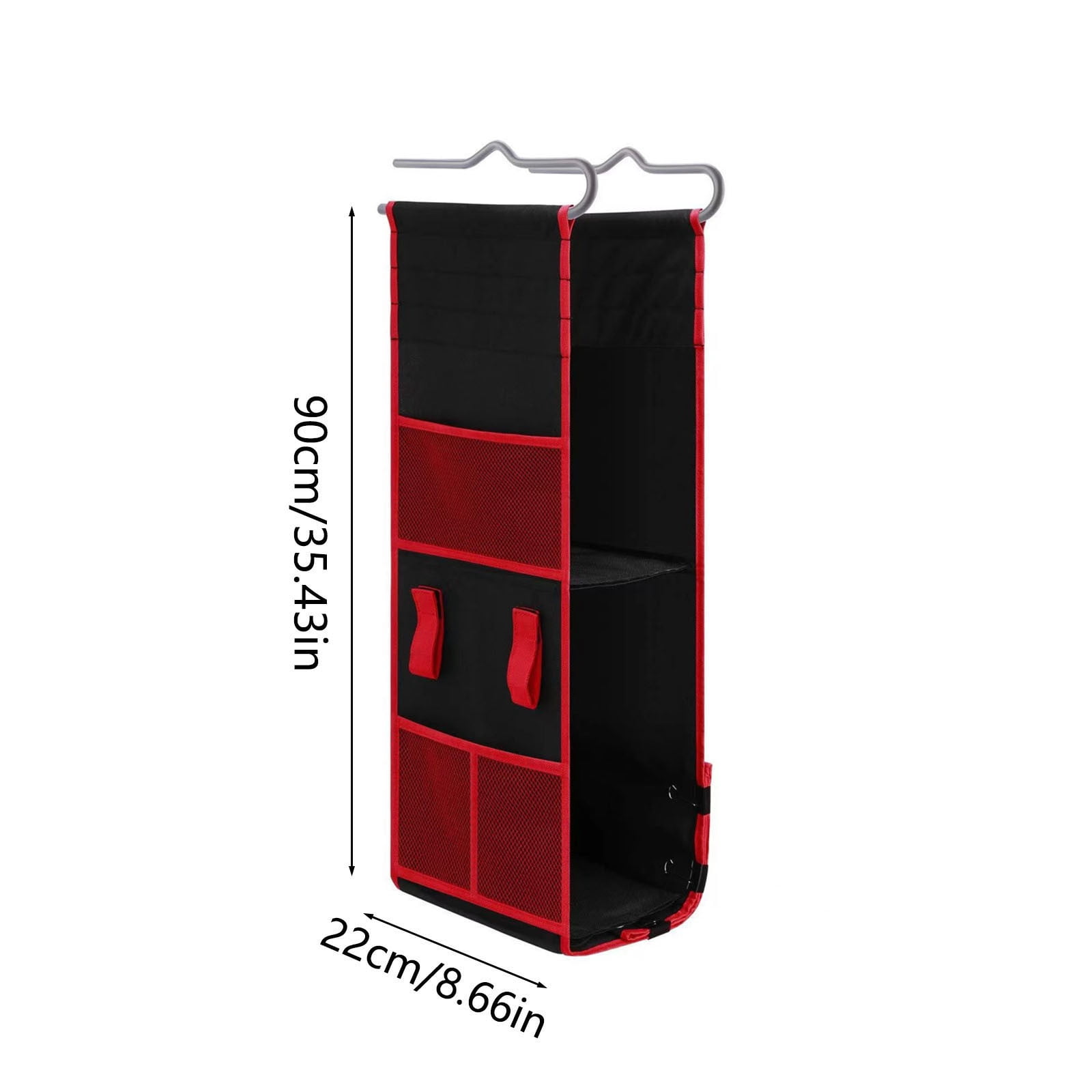 Locker Organizer Hanging Storage Rack | Multi-Pocket Cloth & Shoe Bag | Heavy-Duty Sturdy Hook | Black Red Design | Home Gym Wardrobe Space Saver | 1 Pack