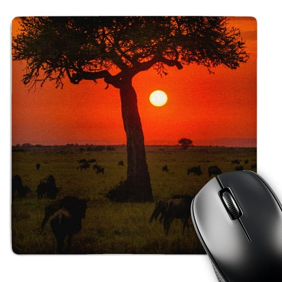 3dRose, Africa. Tanzania. Serengeti National Park. Sunset over Wildebeest herd, MousePad