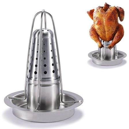 Beer Tank Chicken Grill Rack - 304 Stainless Steel Poultry Tray with Seasoning Container for Grills & Smokers
