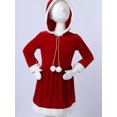 thumbnail image 3 of TSSOE Kids Girls Christmas Hooded Outfit Mrs Santa Claus Party Fancy Dress Up Winter Outwear Red 8, 3 of 7