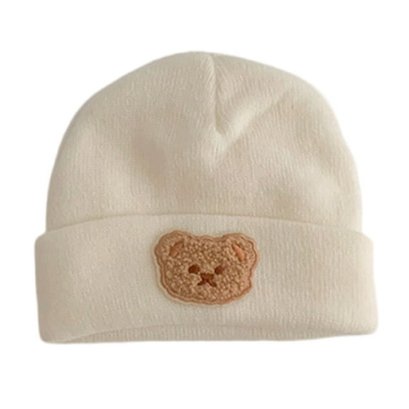 RUISINERY Korean Cartoon Bear Baby Hat Soft Knitted Bonnet Caps for Kids Warm Headgear Solid Color for Autumn and Winter Warmth