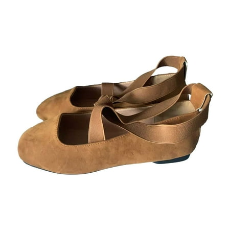QYZEU Running Sneakers Women Casual Shoes for Women Slip on Winter New Shallow Mouth Elastic Strap Round Toe Women s Shoes Flat Heel Dance Casual Shoes Woman Khaki 37