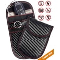 thumbnail image 1 of Multi-Signal Blocking Faraday Pouch, Anti Theft Protection For Car Key Fob, 4" X 3", 2 Pack Carbon Fiber Fabric, Lifetime Warranty Included, 1 of 1
