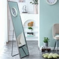 thumbnail image 3 of 3rd generation gray solid wood frame full length mirror, dressing mirror, bedroom porch, decorative mirror, clothing store, floor mounted large mirror, wall mounted. 58 "* 15", 3 of 9