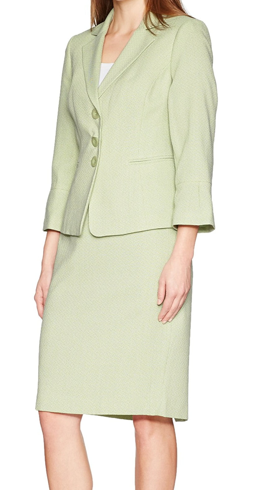 Le Suit NEW Sage Green Women's Size 14 Three Button Skirt Suit Set