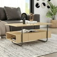 thumbnail image 3 of Furniture of America Parte Wood Multi-Storage Coffee Table in Light Maple, 3 of 5