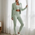 thumbnail image 5 of Women’s 3 Piece Workout Set – Sports Bra, Leggings & Jacket – Yoga Outfit Activewear for Gym Running Training M, 5 of 7