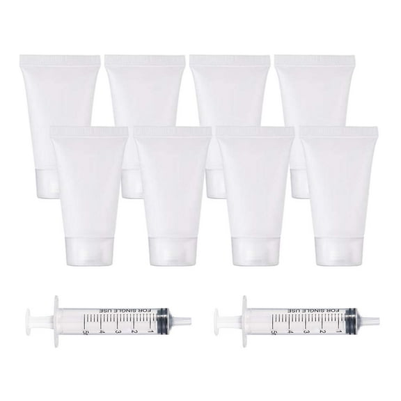 30 Pack 0.5oz Clear Empty Tubes with Plastic Syringes Clear Squeezable Cosmetic Containers Refillable Plastic Tubes for Shampoo Facial Cleanser Makeup Sample for making