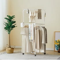 InsCrazy Closet Shelf Rotating Floor Standing Clothes Hanger Dormitory Clothes Rack for Living Room, Bedroom, Office, Home Workshop