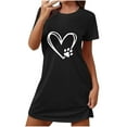 thumbnail image 2 of Sakmal Moomoo Nightgownss Women Soft Love Valentines Short Sleeve Night dress Heart Print Short Ladies Nightgown L, 2 of 5