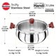 thumbnail image 4 of Hawkins Cook n Serve Handi Triplely Handi de acero inoxidable con tapa de vidrio, cacerola para salsa de inducción, cacerola Biryani Handi plateada (SSH50G), 4 of 5