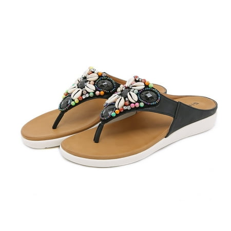 

VKEKIEO Split Toe House Slippers Mid Heel Platform Black
