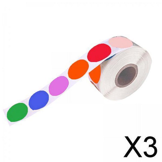 Rollo redondo de 500 puntos de inventario codificados por colores Soledad redondo 2x25mm 500 etiquetas adhesivas 3 piezas