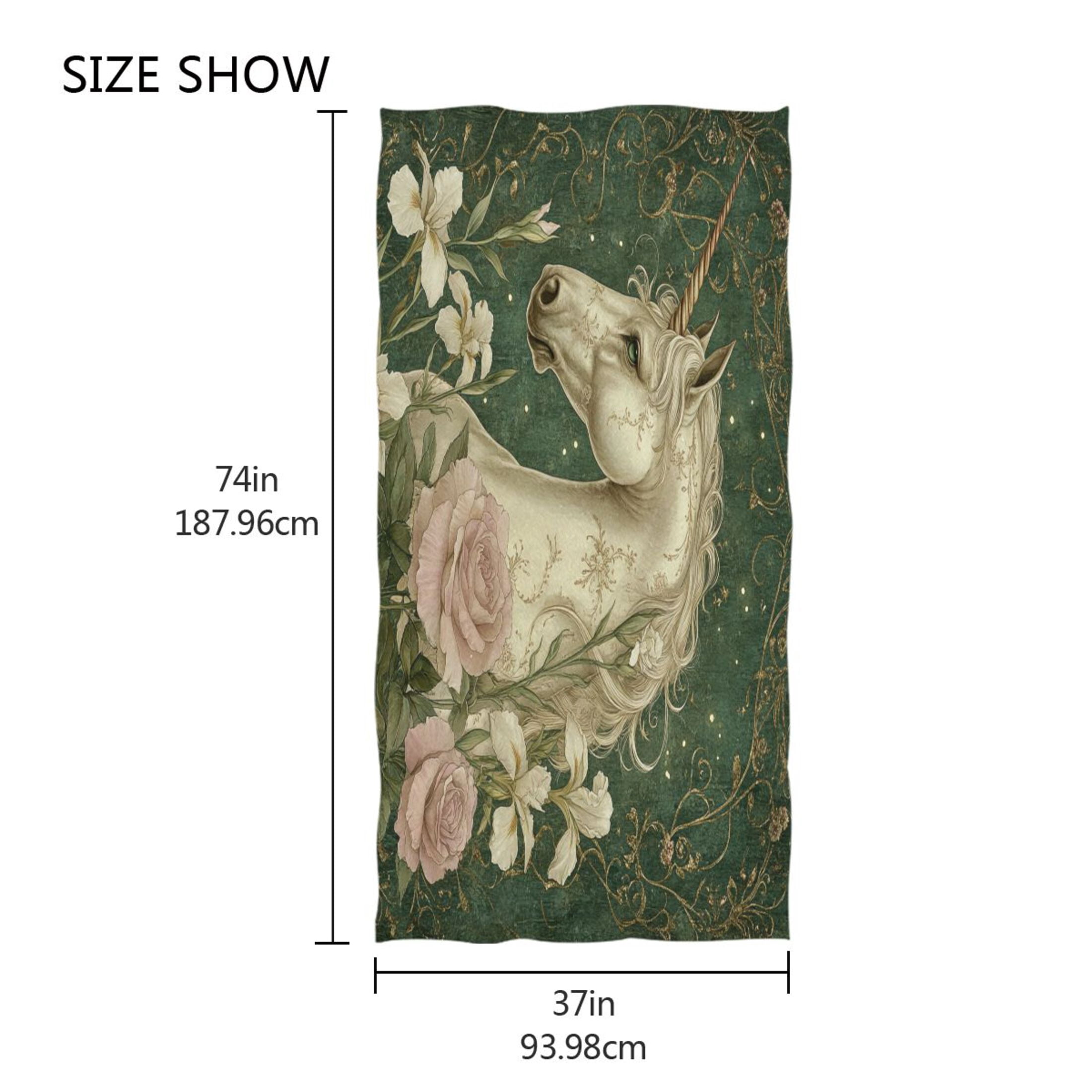 Wobogo Retro Unicorn Beach Towel Sand Free Quick Dry Absorbent Thin Compact Towels for Vacation Trips to Swimming Pool Camping Beaches