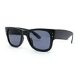 thumbnail image 2 of Retro Hipster Thick High Temple Horn Rim Rectangle Sunglasses Matte Black - Black, 2 of 4