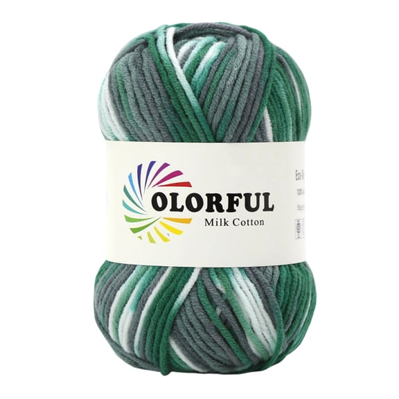 5-Ply Pastel Variegated Milk Cotton Yarn, Hand Knitting Crochet Soft Wool, Mixed Color Gradient Skein for Lightweight Sweater, Craft Project
