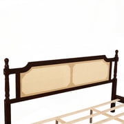 King Pine Bed with Rattan Headboard & Footboard - Espresso