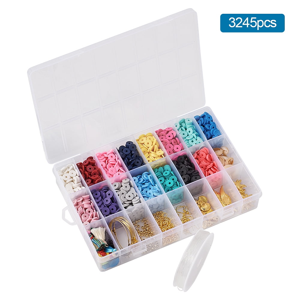 DIY Jewelry Set Making with Handmade Polymer Clay Heishi Beads Cowrie Shell Beads Alloy Pendants Brass Beads & Earring Findings Elastic Crystal Thread Nylon Thread Tassel Pendant 190x130x36mm