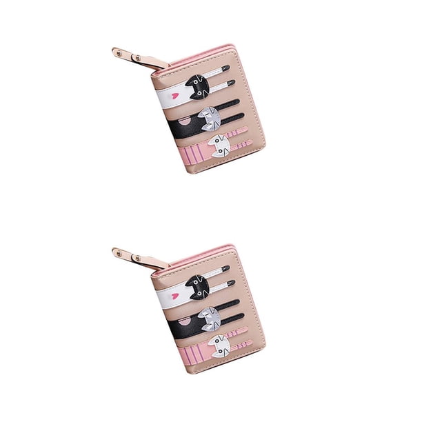Minnieouse Linda cartera de gato de dibujos animados para mujer, monedero corto de cuero PU, tarjetero, cartera pequeña con cremallera Type1 NO1 Minnieouse CBP013605