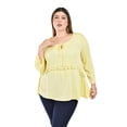 thumbnail image 1 of Blusa con detalle de borlas Roman Fashion /Tallas Extras, 004 (Amarillo) amarillo 38, 1 of 6