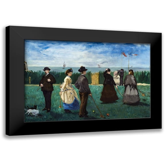 Manet, Edouard 14x11 Black Modern Framed Museum Art Print Titled - The Croquet Party