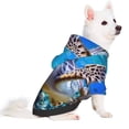 thumbnail image 2 of Fotbe Sea Turtle Swims Print Small Dog Sweater Hoodies Pet Grey Hooded Soft Fleece Sweatshirts with Pocket Fall Winter Puppy Cat Sweaters Warm Clothes-Large, 2 of 7