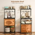 thumbnail image 3 of Kitchen Bakers Rack with Storage Shelves, Small Coffee Bar Cart with 8 Hooks, 4 Tiers Microwave Stand Station with Adjustable Shelves, Freestanding Kitchen Appliance Organizer, 3 of 9