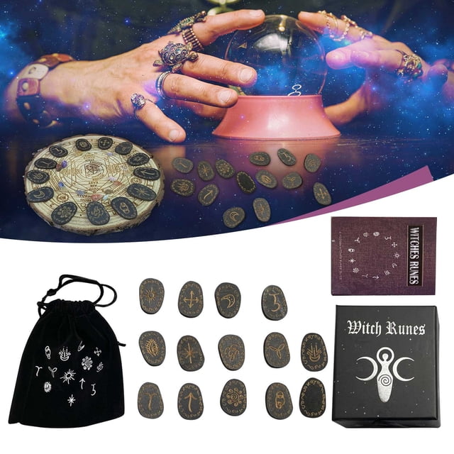 Oliegs Heated Blanket Witch Rune Wiccan Occult Divination Set Witch Rune Suit Altar Home Decoration Chocolate