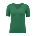 thumbnail image 4 of WTOBBY Women's Sweater T-Shirt Short Sleeve Knitted Pullover V-Neck Lightweight Casual Solid Color Top Elegant for Spring and Summer Comfort Breathable Fabric Everyday Style,Green L, 4 of 5