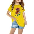 thumbnail image 2 of AJTQTH Tshirts for Girls Boys Summer Short Sleeve Round Neck Tops Kids Unisex Glitter Sunflower Print Tees Shirts Blouses Cotton Summer Clothes Outfits Yellow 4 Years, 2 of 5