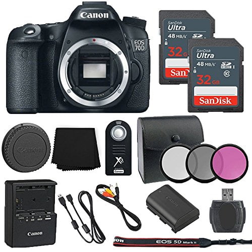 Canon EOS 70D 20.2MP Digital SLR Camera Body Only + 2 32GB Sandisk