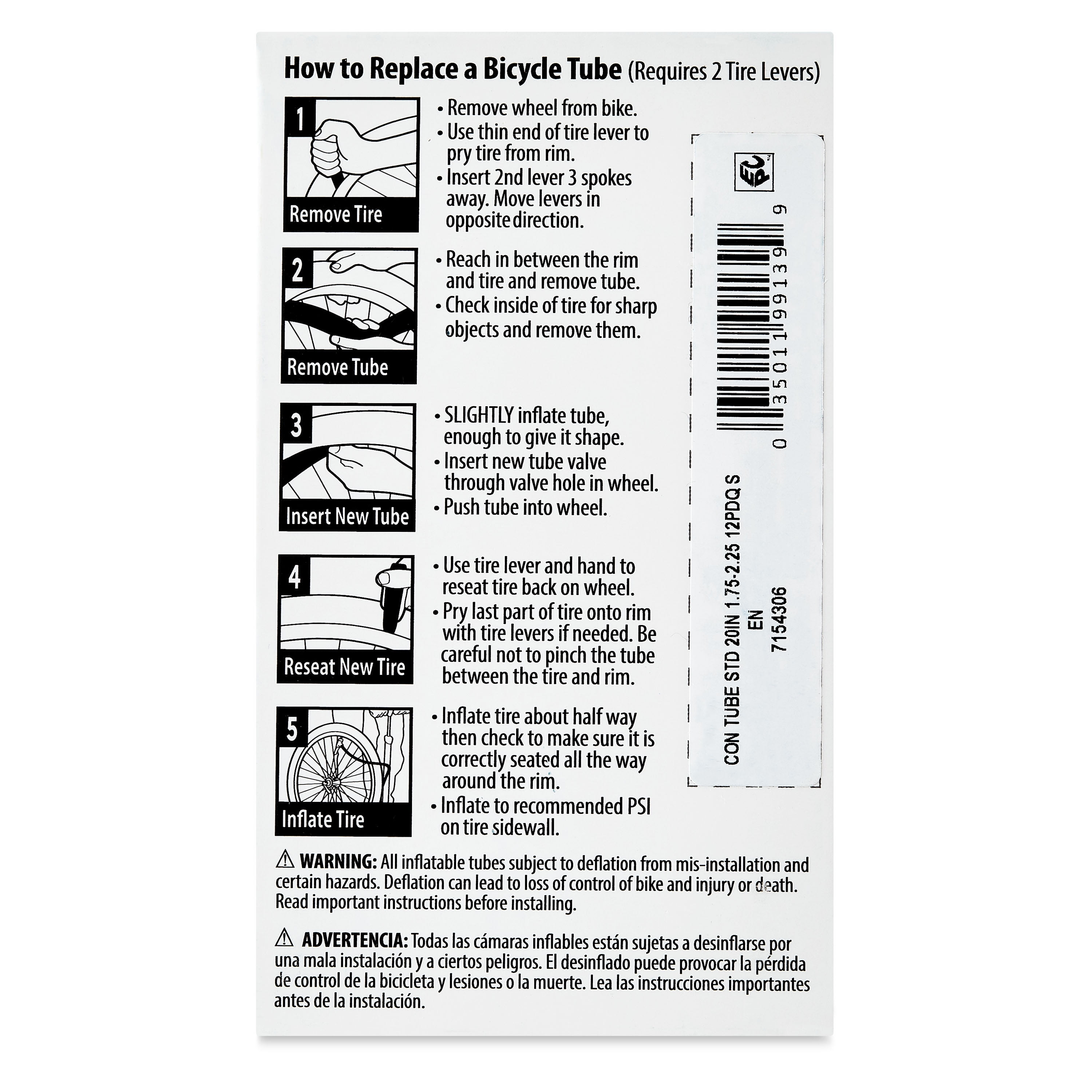 Concord Replacement Bicycle Inner Tube, 20"