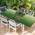 thumbnail image 2 of St. Patrick's Day Table Cloths for 8 Foot Rectangle Tables, Ombre Green Shamrock Gold Lucky Love Spring Patio Waterproof Elastic Fitted Tablecloths, Washable Rectangular Table Cover for Camping, 2 of 8