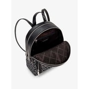 Michael Kors Womens Jaycee MD Zip Pocket Jacquard Backpack Bag Metallic Black Silver 35F4S8TB2J-001