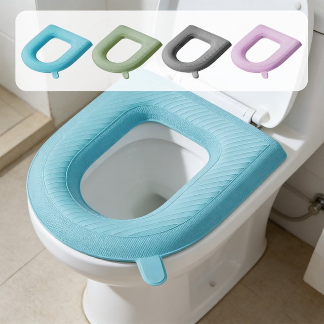 Cojín EVA para asiento de inodoro - grueso y suave, lavable, antideslizante para inodoros en U, V, O & cuadrados - Gris, Verde, Azul, Rosa