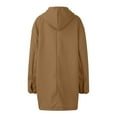 thumbnail image 5 of Women's Hooded Wool Blend Long Coat, Button Up Front with Pockets and Long Sleeve, Loose Fit Casual Winter Jacket for Cold Weather,Khaki,Size 2XL, 5 of 5